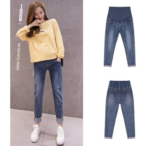 Maternity Daddy Pants Jeans Spring and Autumn Model Maternity Support Pants Joker Fashion Maternity Pants