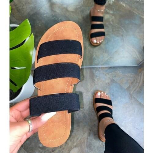 2020 New Black Ladies Slides Summer Comfortable Slip On Shoes Beach Sandals Slides Assorted Colors Platform Casual Shoes