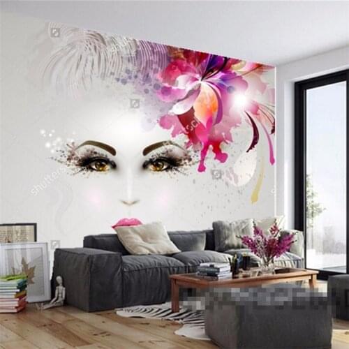 Custom modern wallpaper,woman in artistic image with hair decoration,photo for barber shop clothing store beauty shop wallpaper