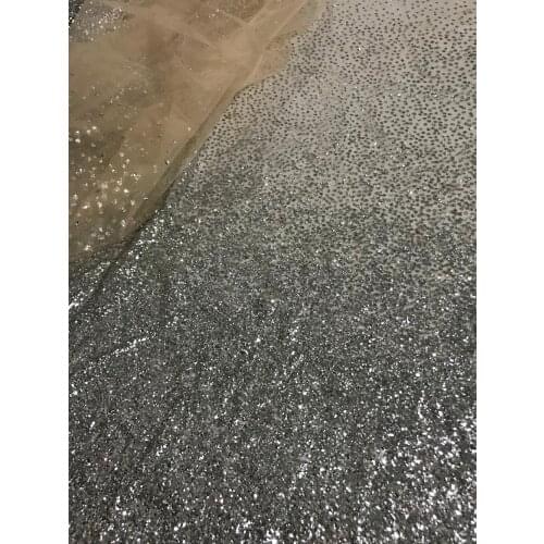 Special design 5yards SYJ-53112 glued glitter print french mesh tulle lace fabric with glitter for party dress