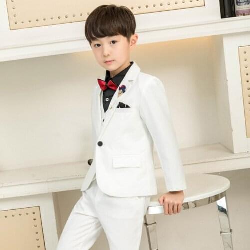 Boys Wedding Suit Gentleman Kids Formal Tuxedo Dress Child Suit Jacket Party Performance Ring Bearer Blazer Bow Tie Pant Costume