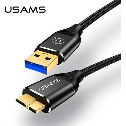USAMS USB 3.0 Type A to Micro B Data Cable for Samsung Note 3/S5/Note Pro 2A fast charging cable hard disk drive cord charging