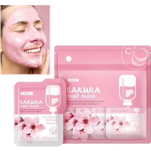 Sakura Moisturizing Mud Mask Deep Cleaning Remove Dead Cutin Face Mask Treat Acne Shrink Pores Repair Skin Care Washable Mask