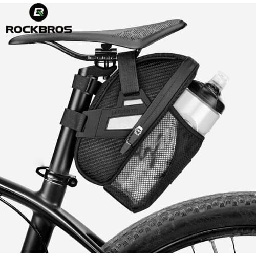 ROCKBROS Bicycle Saddle Bag Waterproof Double Zipper Reflective MTB Bike Rear Bags Cycling Water Bottle Tail Bag Bike Accessory