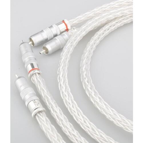High Quality 8AG RCA Analogue Cable Interconnect cable Audio video extension cable OCC Silver Plated With Silver Plated RCA Plug