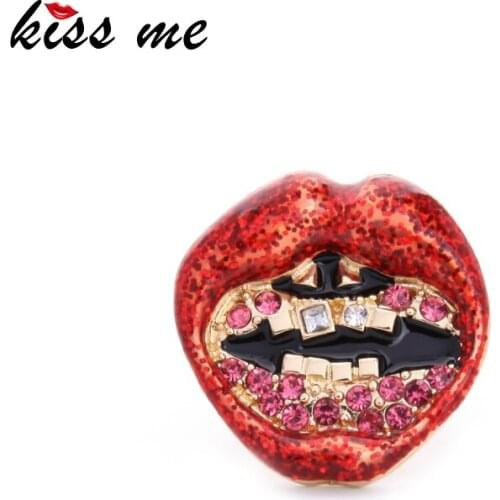 Kissme Special Design Red Resin Crystal Enamel LIP Female Ring Unique Fashion Rings for Women Brand Jewelry