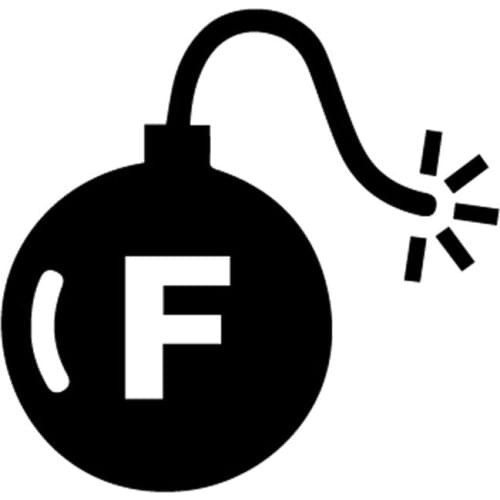 11*11CM F Bomb Car Sticker Decal Fun Motorcycle Decorative Car Styling Accessories Black/Silver C1-0203