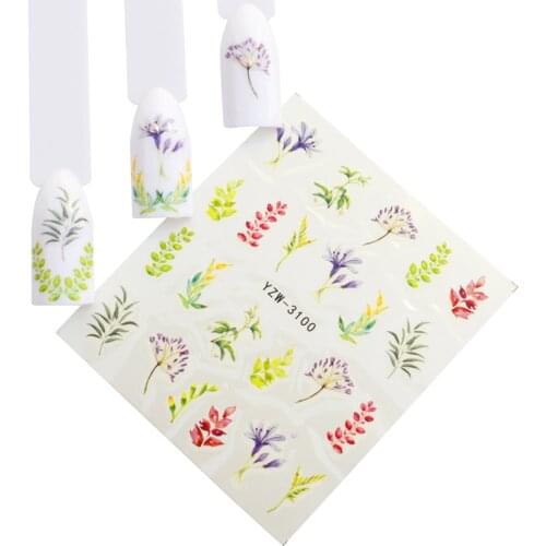 YWK 12PCS Nail Sticker Flower Elegant Watermark Slider Sets Lavender /Flower Decals Wraps for Manicure Nail Art Accessory