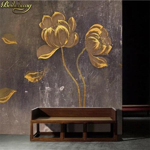 Beibehang custom Golden lotus golden 3d wallpaper walls background wall lotus photo mural wallpapers decorative wall painting