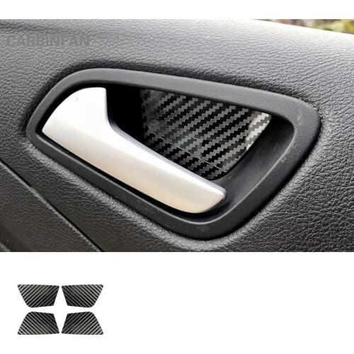 4pcs/set carbon fiber stainless steel Inner door bowl sticker interior Auto Accessories For Ford Kuga Escape 2013-2018 C1216