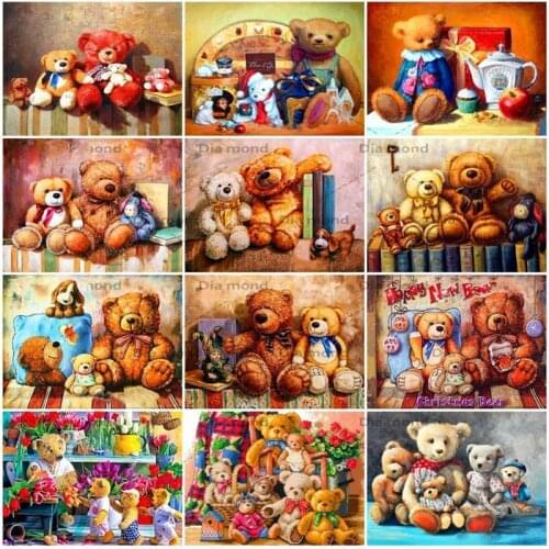 Diamond Painting Bear Cross Stitch Kits Picture of Rhinestone Diamond Embroidery Cartoon Animal Mosaic Handmade Gift Home Decor