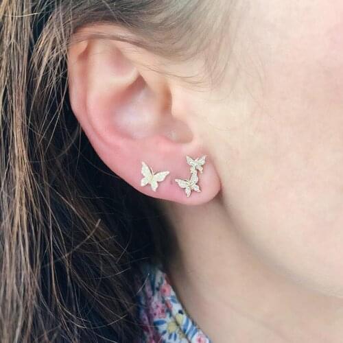 Cz Butterfly Earring Rose gold beautiful women girl jewelry cute lovely animal fashion jewelry