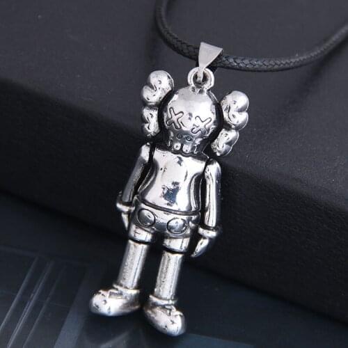 Black Rope Chain Trendy Robot Necklace Women Unisex Jewelry New Punk Gothic Necklaces Men Gifts wholesale