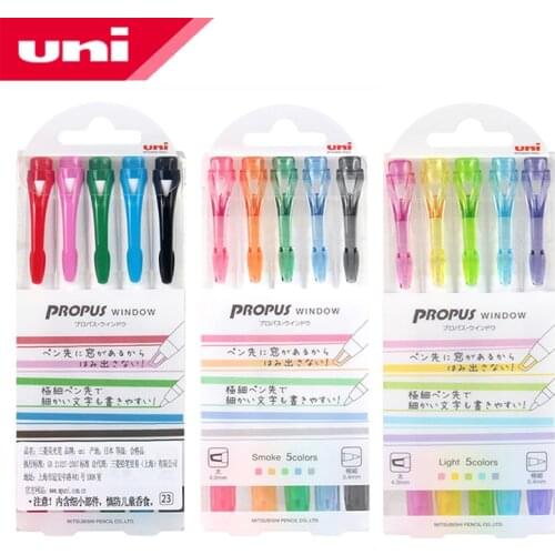 UNI Double-headed Highlighter Pen Set PUS-103T Student Hand Account Graffiti Color Marker Is Soft and Does Not Hurt Your Eyes