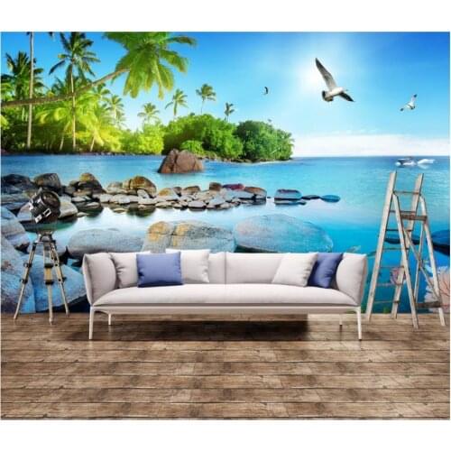 Custom photo wallpaper 3d wall murals wallpaper Beautiful 3D Sea View Island mural TV Background wall papers home decoration