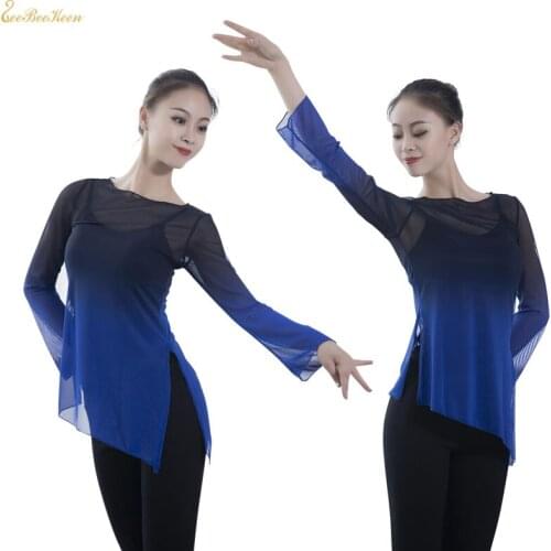 Gymnastics Leotards For Women Adult Ballet Leotards Ballerina Gradient Gauze Tops Bodysuit Classical Dance Yoga Sport Costume