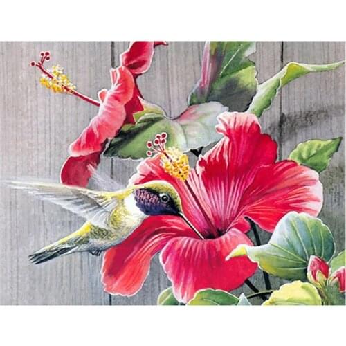 Hummingbird flower 5d diy diamond painting Full square round drill mosaic puzzles intellectual gift diamond EmbroideryZP-2258