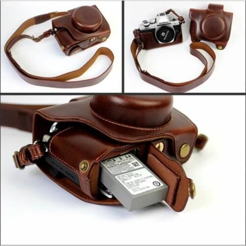 Leather Camera Case For Olympus EM10 II EM-10 II with 14-42mm Lens PU Leather Camera Retro Vintage Bag With Battery Opening