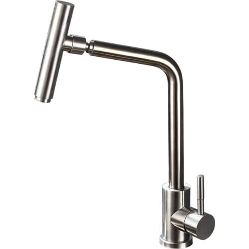 Fashion Design Kitchen Faucets Brushed Stainless Steel 360 Rotate Cold and Hot Mixer Water Tap Single Hole