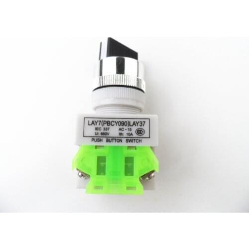 LAY37 Three 2 Positions Rotary Select Selector Push Button Switch Panel Mount 22mm 1NO 1NC