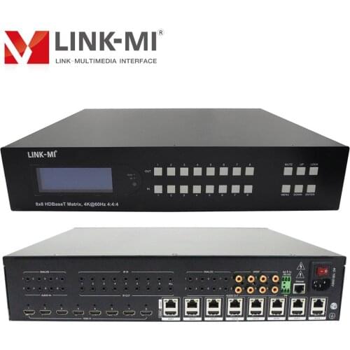 LINK-MI 70m 8x8 HDMI 2.0 HDBaseT Matrix with 8 HDMI Loop Out 4K@60Hz , YUV4:4:4 , with POC 70m under 1080p 40m under 4K