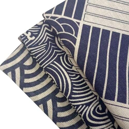 Linen Cotton Patchwork Fabric Wave Printed Cotton Linen Fabric For Handmade Crafts Home Textile Material Sewing Quilting Cloth