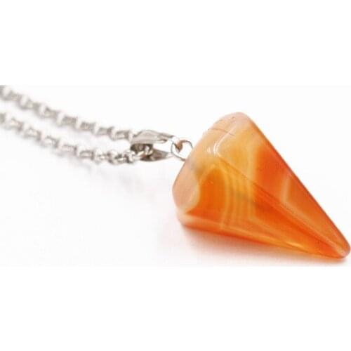 Small Size Reiki Pendulum Natural Agate Stone Healing Crystal Hexagonal Chain Pendant Charm Necklace for Men Women Jewelry 50pcs