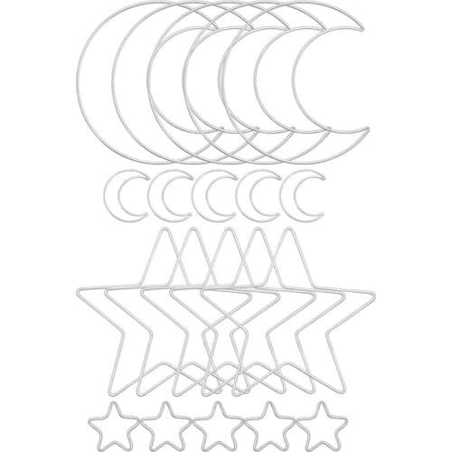 Moon Star Dream Catcher Metal Hoop Rings Circle Macrame for DIY Craft Dream Catcher Making Home Wall Hanging Decoration