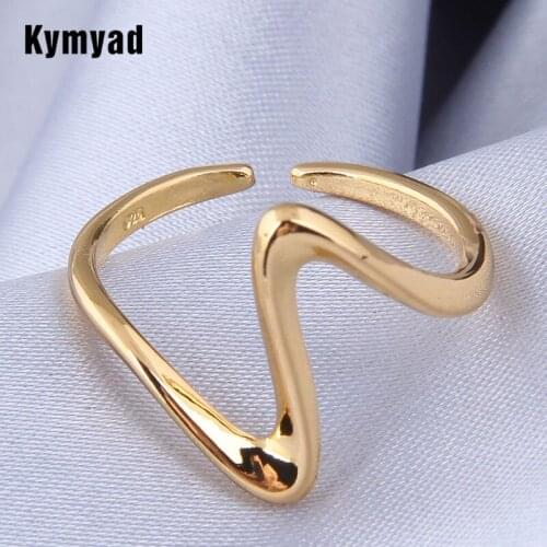 Kymyad Korean Trendy Vintage Copper Rings For Women Bijoux Gold Silver Color Ring Jewelry Hip Hop Rock Rings Punk Womens Ring