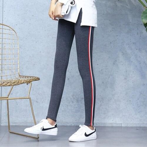 Fashion Casual Ankle-Length Pants Thin Side-Stripe Outwear Leggings Female Elastic Waist Women Pencil Pants Plus Size S-5XL
