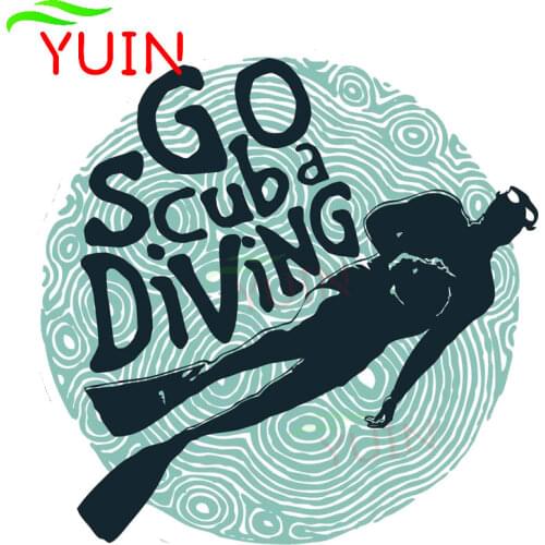Funny Go Scuba Diving Car Sticker Fashion Graphic Decoration Accessories Personality PVC Motorcycle Waterproof Decal 13*13cm