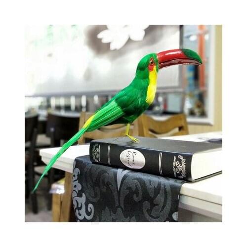 Real life toy foam&feathers toucan bird large 45cm green toucan model prop.home garden decoration Xmas gift b0585