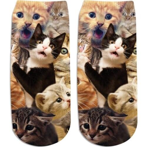 PLstar Cosmos Unisex Socks Popular Funny 3D cat Printing Short Cotton Socks Women Men Christmas Socks Meias Femme Low Cut Anklet