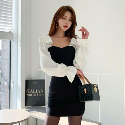 New arrival fashion high quality patchwork mini dress temperamental work style slim backless office lady sexy pencil dress