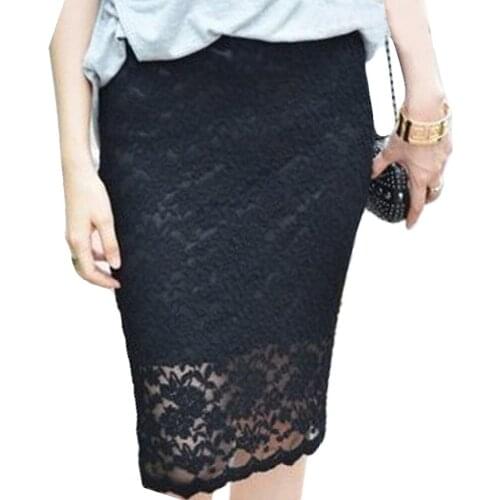 Wholesale New Fashion Elegant Lace Women Skirt Sexy Slim Black Free Shipping Size S M L XL XXL
