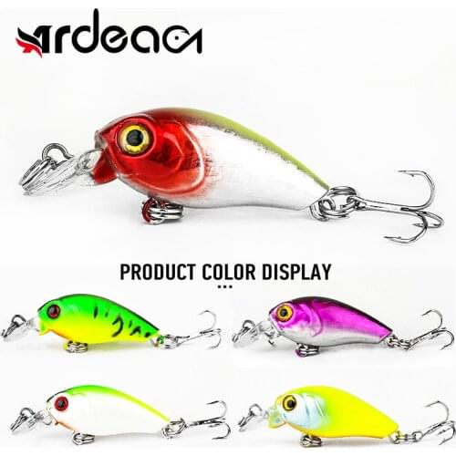 ARDEA ABS 1Pcs Crank Baits Micro Plastic Jigs Lures 45mm/4g Treble Hook 3d Eyes Whopper bait Pike Perch Bass winter Tackle