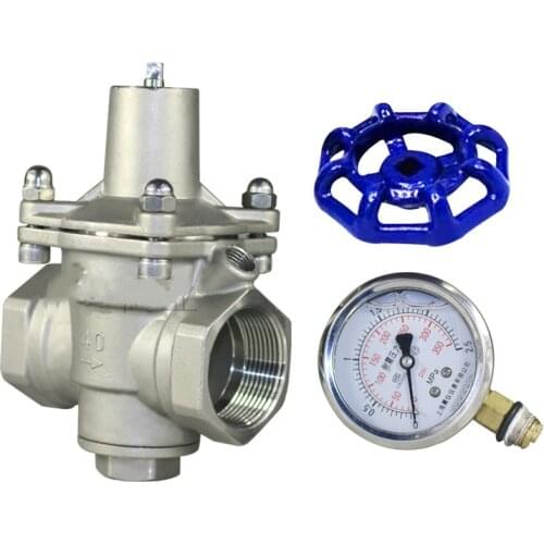 Stainless steel water pressure reducing regulator thread reducing valve can be adjusted by pressure gauge DN15 / 20/25/32/40/50
