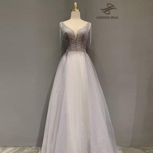 Luxury sexy v-neck Evening Dresses 2021 Beading Sleeveless Mermaid Formal Dress Luscious Delia