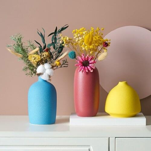 Nordic Home Accessories Decoration Dried Flowers Morandi Colorful Ceramic Vase Living Room Decoration Modern Decorative Vases