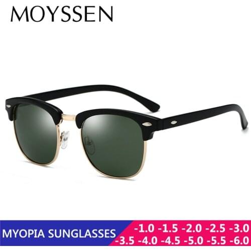 Brand Design Men Vintage Half Rim Polarized Myopia Sunglasses Women Classic Rivet Prescription Sun Glasses Oculos De Sol Gafas