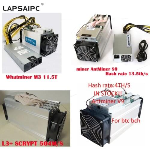 In stock ! AntMiner S9 S7 S5 L3 E9 T9 V9 4T/S bitcoin Asic digging Mining rig Machine Newest miner computer parts 13T 13.5T 14T