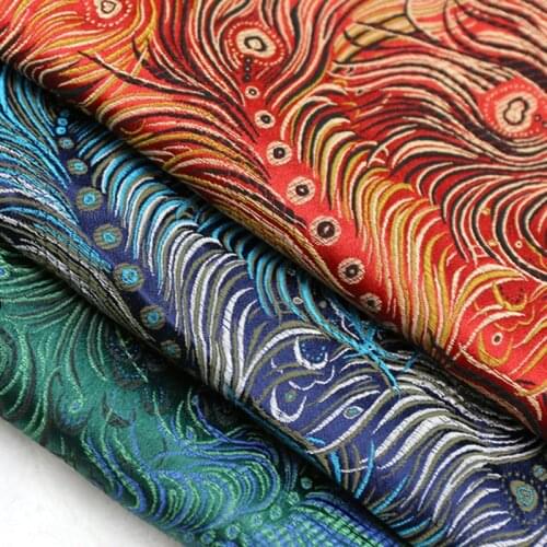 ViaPhil Brand New Peacock Feather Jacquard Brocade Fabric 50x72cm Cloth Dress Upholstery Furnishing Materil