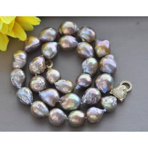 Z11092 20" 16mm Lavender Peacock Almost-Round Edison Keshi Pearl Choker Necklace