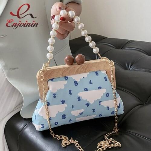 Fun Pattern Purses and Handbags for Women Fashion Clutch Female Designer Chain Shoulder Bag Ladies Crossbody Bag Pearl Chain
