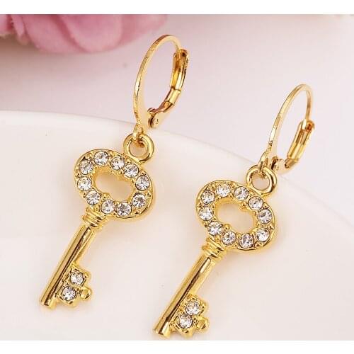 AAA Zircon Earrings for Women Gold KEYEarrings Girls Jewelry Africa Earrings Middle East gift Crystal kids jewelry charms