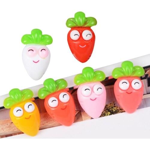 20Pcs 16*25mm Smiling Face Radish Resin Patch Handwork DIY Phone Shell/Kids Hairpin/Earrings Pendant Jewelry Brooch Accessories