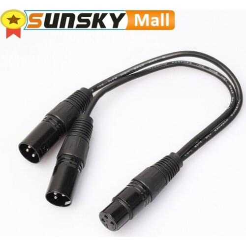 30cm 3 Pin XLR CANNON 1 Female to 2 Male Y Audio Connector Adapter Cable for Microphone Audio Equipment Preamps Speaker