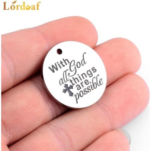 5PCS 22MM Width Stainless Steel Round Plate With Engraved Copywriting High Quality Jewelry Wholesale