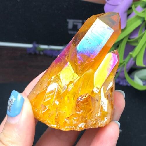 83g Beautiful Aura Crystal Cluster Angel Aura Titanium Quartz Crystal Specimen Minerals Reiki Healing Chakra
