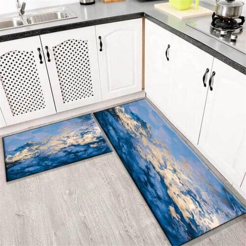 Abstract Blue Seawater Long Carpet For Kitchen Floor Decorative Hallway Rug Nordic Carpet Mat For Bedroom Balcony Tatami Mat